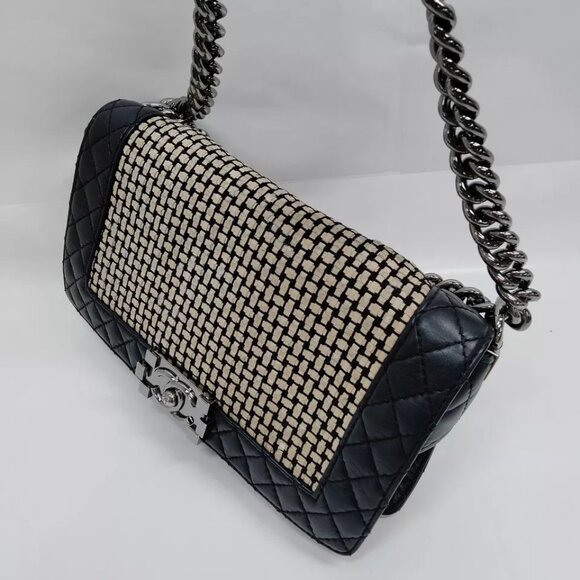 (R783) Chanel Reverso Boy Flap Bag Woven Calfskin - Picture 6 of 8